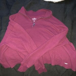 Hollister Maroon Cropped Quarter Zip